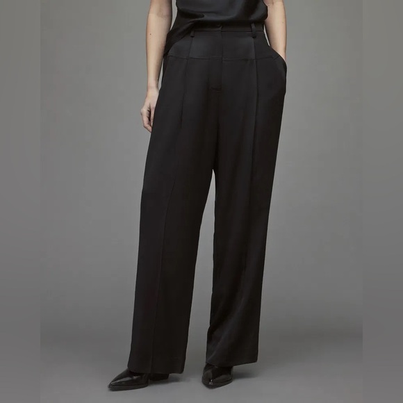 Allsaints Women’s Black Norah High-Rise, Wide-Leg Relaxed Trousers sz 6 - Picture 5 of 11